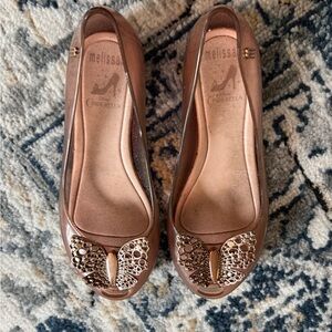 Mini Melissa Cinderella Dress Shoes with Gold Accent